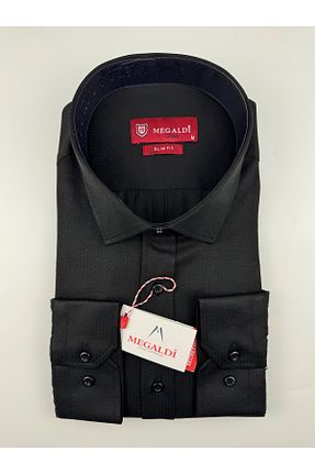 پیراهن مشکی مردانه اسلیم فیت MEGALDİ - کد 812682508