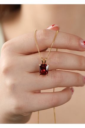 گردنبند نقره زرشکی زنانه 925 عیار LİNOVE JEWELLERY - کد 812093833