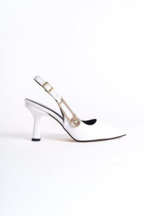 کفش پاشنه بلند کلاسیک سفید زنانه پاشنه نازک پاشنه متوسط ( 5 - 9 cm ) کد 803500909