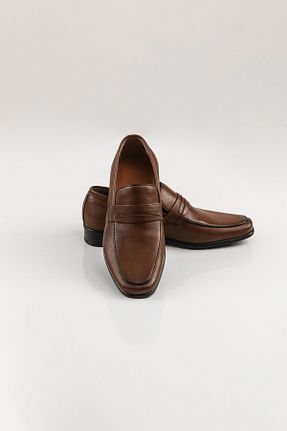 کفش کلاسیک قهوه ای مردانه چرم خالص SVMSHOES - کد 812144048