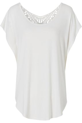 تی شرت سفید زنانه رگولار یقه گشاد پنبه (نخی) تکی بیسیک کد 49827561