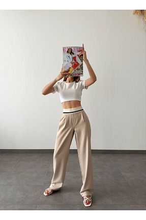 شلوار بژ زنانه پارچه Butik - کد 812412995