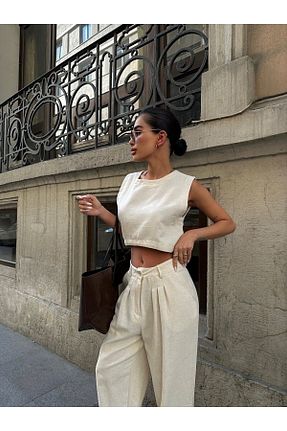 ست بالاتنه و پائین تنه بژ زنانه بافتنی Butik - کد 812669608