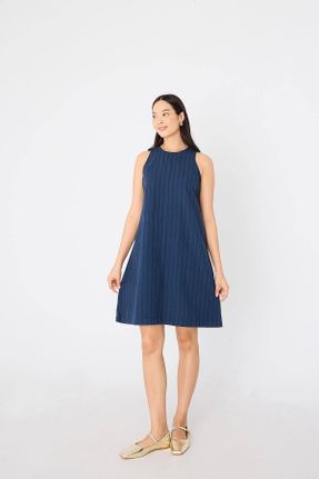 لباس آبی زنانه بافتنی رگولار آستین-کوتاه کد 812686895