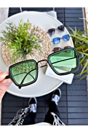 عینک آفتابی سبز زنانه 55 UV400 آستات سایه روشن هندسی کد 221001743