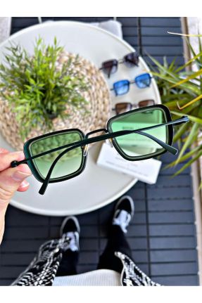 عینک آفتابی سبز زنانه 55 UV400 آستات سایه روشن هندسی کد 221001743