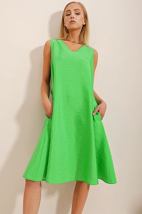 لباس سبز زنانه بافتنی Trend Alaçatı Stili - کد 704795832