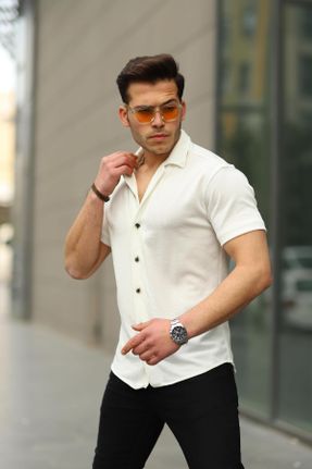پیراهن سفید مردانه اسلیم فیت یقه پیراهنی کد 660525613