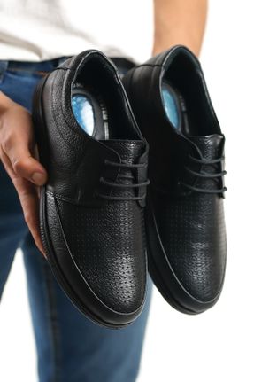 کفش کژوال مشکی مردانه چرم طبیعی پاشنه کوتاه ( 4 - 1 cm ) پاشنه ساده کد 812314981