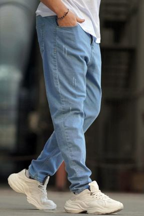 شلوار جین سرمه ای مردانه پاچه لوله ای پنبه (نخی) استاندارد کد 812400851