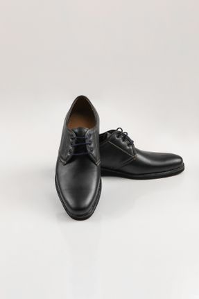 کفش کلاسیک سرمه ای مردانه چرم طبیعی پاشنه کوتاه ( 4 - 1 cm ) پاشنه ساده کد 812120424
