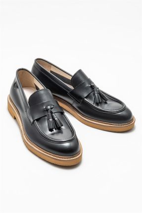 کفش کژوال مشکی مردانه چرم طبیعی پاشنه کوتاه ( 4 - 1 cm ) پاشنه ساده کد 812843596