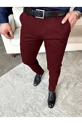 شلوار پارچه ای زرشکی مردانه بلند Cuqq Denim - کد 812256607