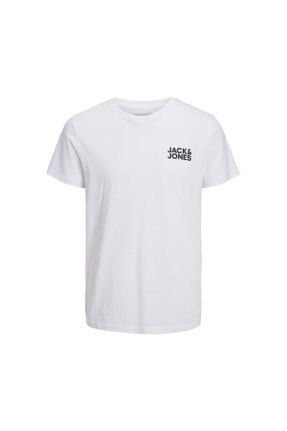 تی شرت سفید مردانه رگولار یقه گرد پنبه (نخی) کد 734239514