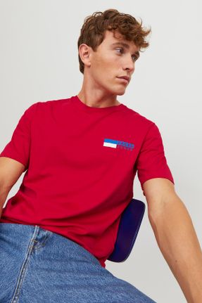 تی شرت قرمز مردانه یقه گرد رگولار تکی بیسیک کد 812373908