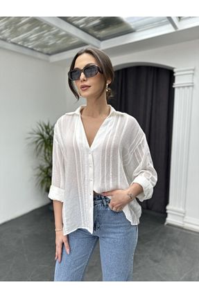 پیراهن سفید زنانه اورسایز Elif Özbey Butik - کد 812374452
