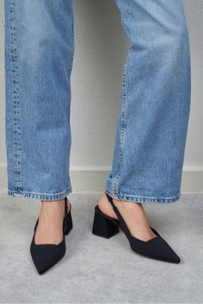 کفش پاشنه بلند کلاسیک مشکی زنانه ساتن پاشنه متوسط ( 5 - 9 cm ) پاشنه ضخیم کد 809940380
