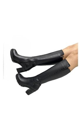 چکمه مشکی زنانه چرم خالص Venüs - کد 809295284