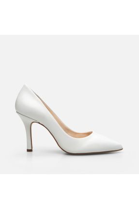 کفش پاشنه بلند کلاسیک سفید زنانه چرم طبیعی پاشنه نازک پاشنه متوسط ( 5 - 9 cm ) کد 812626748