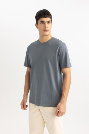 تی شرت طوسی مردانه یقه گرد رگولار تکی بیسیک کد 812698676