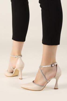 کفش پاشنه بلند کلاسیک بژ زنانه چرم مصنوعی پاشنه ضخیم پاشنه متوسط ( 5 - 9 cm ) کد 788681958