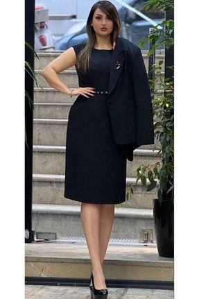 ست بالاتنه و پائین تنه مشکی زنانه بافتنی MODAMOR - کد 789121291