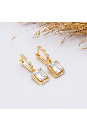 گوشواره نقره طلائی زنانه 925 عیار Gümüş Pazarım - کد 812866982