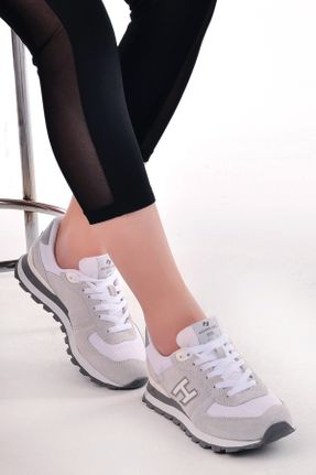 کفش اسنیکر طوسی زنانه بند دار چرم طبیعی چرم طبیعی کد 47479565