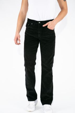 شلوار جین مشکی مردانه پاچه ساده مخملی استاندارد کد 47929277