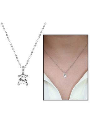گردنبند نقره سفید زنانه 925 عیار Gümüş Hediye Al - کد 48085964