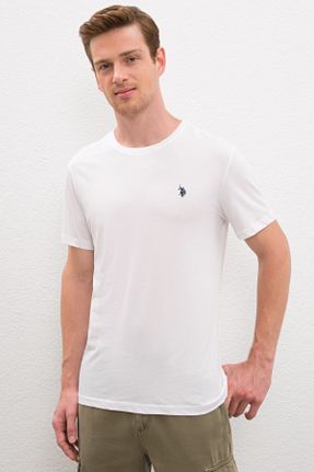 تی شرت سفید مردانه یقه گرد کد 47647072