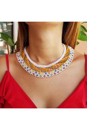 گردنبند جواهر نارنجی زنانه منجق Handmade By HLY - کد 48668799