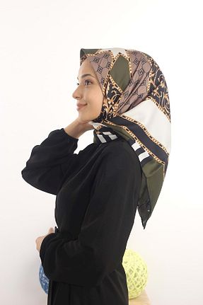 روسری خاکی پلی استر İpekseli - کد 48799444