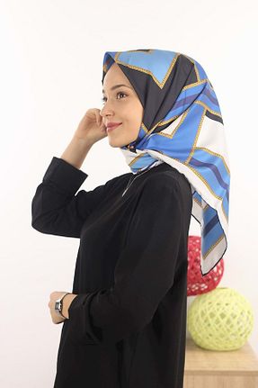 روسری آبی پلی استر İpekseli - کد 48800404