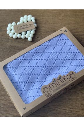 پتوی کودک و نوزاد آبی پنبه ای minik ay - کد 48954036