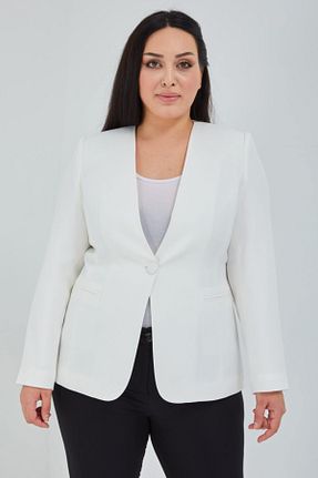 کت سایز بزرگ سفید زنانه پارچه Fagi - کد 110500178
