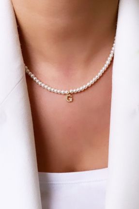 گردنبند جواهر طلائی زنانه مروارید کد 110555172
