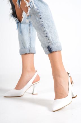 کفش پاشنه بلند کلاسیک سفید زنانه چرم مصنوعی پاشنه نازک پاشنه متوسط ( 5 - 9 cm ) کد 812913515