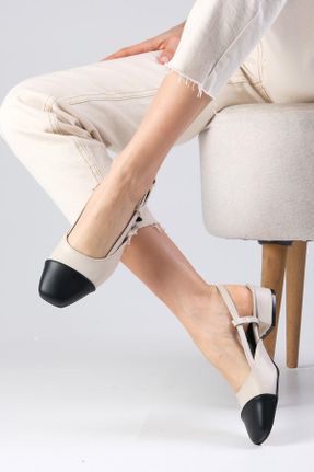 کفش پاشنه بلند کلاسیک بژ زنانه چرم مصنوعی پاشنه ضخیم پاشنه متوسط ( 5 - 9 cm ) کد 80522288