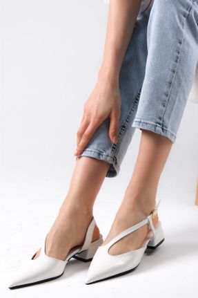 کفش پاشنه بلند کلاسیک سفید زنانه چرم لاکی پاشنه ضخیم پاشنه کوتاه ( 4 - 1 cm ) کد 649420185