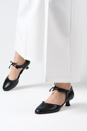 کفش پاشنه بلند کلاسیک مشکی زنانه چرم مصنوعی پاشنه نازک پاشنه کوتاه ( 4 - 1 cm ) کد 649424338