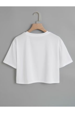 تی شرت سفید زنانه اورسایز یقه گرد تکی جوان کد 813044341