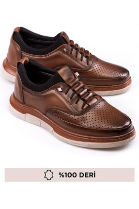 کفش کلاسیک قهوه ای مردانه چرم طبیعی پاشنه کوتاه ( 4 - 1 cm ) پاشنه ساده کد 813078212