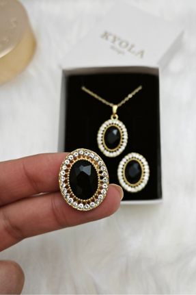 ست جواهر مشکی زنانه روکش طلا 3