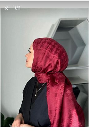 روسری زرشکی پنبه پلی استر Nilbutik - کد 813347065