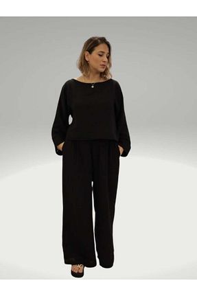 ست بالاتنه و پائین تنه مشکی زنانه بافتنی ikontarz - کد 813353977