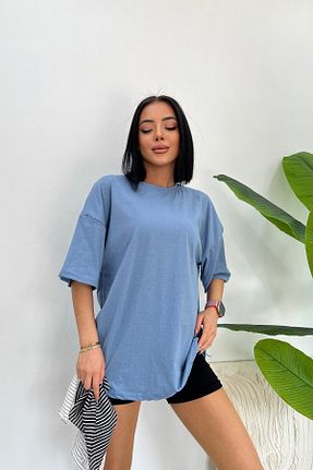 تیشرت بژ زنانه اورسایز Genel Markalar - کد 813369508