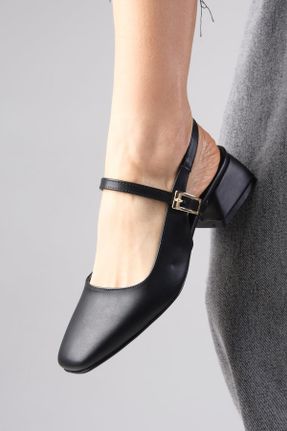 کفش پاشنه بلند کلاسیک مشکی زنانه پاشنه کوتاه ( 4 - 1 cm ) چرم مصنوعی پاشنه ضخیم کد 472873663