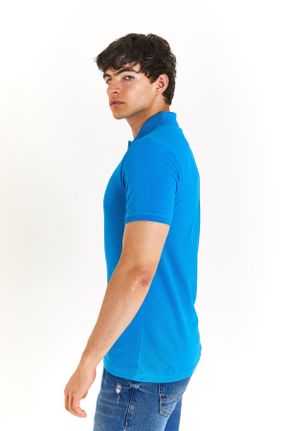 تی شرت آبی مردانه یقه پولو تکی بیسیک کد 813050203