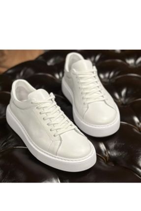 کفش کژوال سفید مردانه چرم طبیعی پاشنه کوتاه ( 4 - 1 cm ) پاشنه ساده کد 813054071